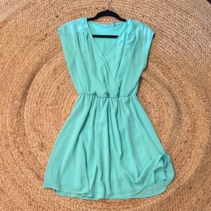 Light Aqua Mint Cap Sleeve Dress